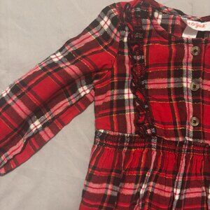 Cat & Jack Girls’ Red Plaid Long-Sleeve Holiday Dress — Size 18M